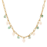 Youthway Stainless Steel Chain Natural Stone Pearl Pendant Necklace