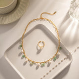 Youthway Stainless Steel Chain Natural Stone Pearl Pendant Necklace