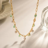 Youthway Stainless Steel Chain Natural Stone Pearl Pendant Necklace