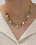 Youthway Stainless Steel Chain Natural Stone Pearl Pendant Necklace