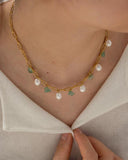 Youthway Stainless Steel Chain Natural Stone Pearl Pendant Necklace