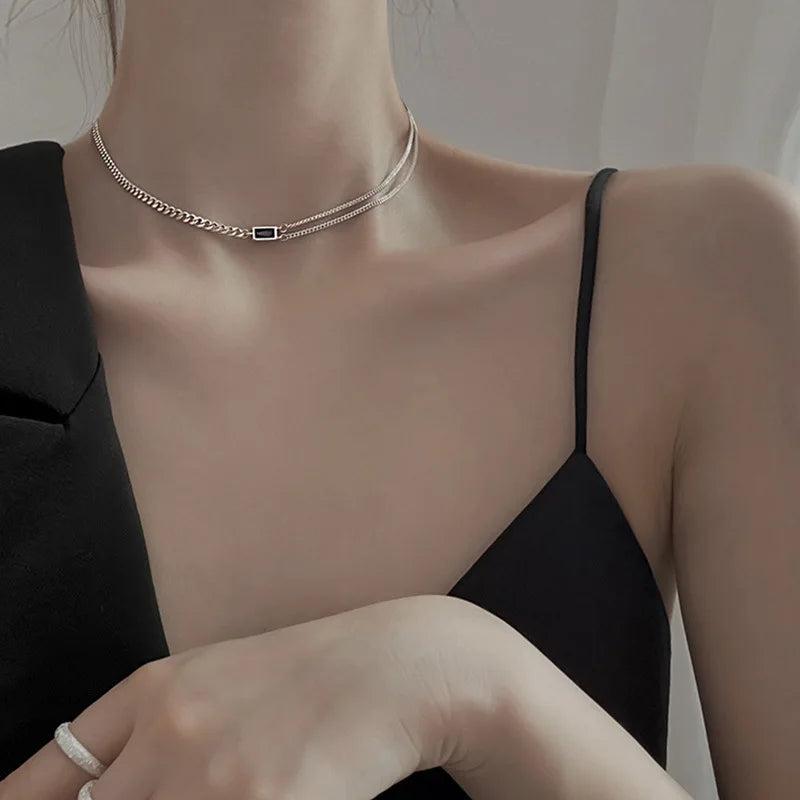 Zircon Double Layer Choker Necklace Gift