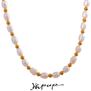 Freshwater Pearls Stainless Steel Beads Necklace Women Jewelry