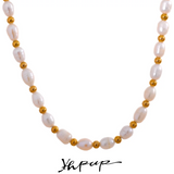 Freshwater Pearls Stainless Steel Beads Necklace Women Jewelry