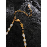 Freshwater Pearls Stainless Steel Beads Necklace Women Jewelry