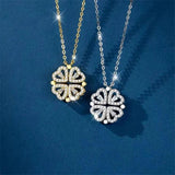 Sterling Silver Clover Necklace Magnetic Heart Pendant Women Gift