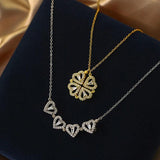 Sterling Silver Clover Necklace Magnetic Heart Pendant Women Gift