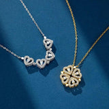 Sterling Silver Clover Necklace Magnetic Heart Pendant Women Gift