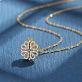 Sterling Silver Clover Necklace Magnetic Heart Pendant Women Gift