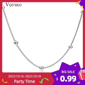 Stainless Steel Ball Chain Necklace Women Beaded Collar Choker Jewelry