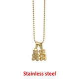 Candy Bear Zircon Choker Necklace Stainless Steel Ball Chain Party Jewelry
