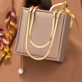 316L Stainless Steel 3 Layer Pearl Pendant Flat Snake Bone Chain Necklace