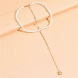 Efily Pearl Back Drop Necklace Wedding Accessories Spider Pendant