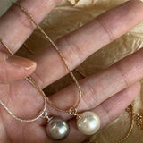 Mewanry Silver Pearl Pendant Necklace for Women Sweet Sweater Chain