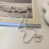 Minimalist Silver Pearl Clavicle Chain Necklace Jewelry for Women