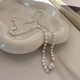 Minimalist Silver Pearl Clavicle Chain Necklace Jewelry for Women