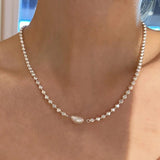 Minimalist Silver Pearl Clavicle Chain Necklace Jewelry for Women