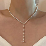 Minimalist Silver Pearl Clavicle Chain Necklace Jewelry for Women