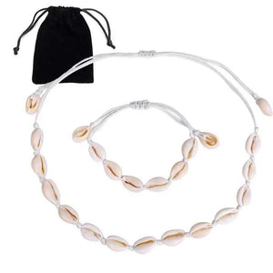 Bohemia Natural Seashell Necklace Bracelet Set, Summer Jewelry Gift