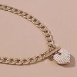 Golden Pearl Love Thick Chain Necklace