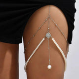 Pearls Thigh Chain Multi-layer Leg Chain for Women Ladies Pendant