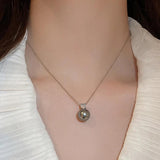 Grey Pearl Pendant Silver Cubic Zircon Necklace for Women