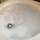 Grey Pearl Pendant Silver Cubic Zircon Necklace for Women
