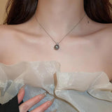 Grey Pearl Pendant Silver Cubic Zircon Necklace for Women
