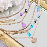 Bear Pendant Beaded Choker Necklace Crystal Heart Yin Yang Pearl Beads Necklace