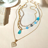 Bear Pendant Beaded Choker Necklace Crystal Heart Yin Yang Pearl Beads Necklace