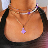 Bear Pendant Beaded Choker Necklace Crystal Heart Yin Yang Pearl Beads Necklace