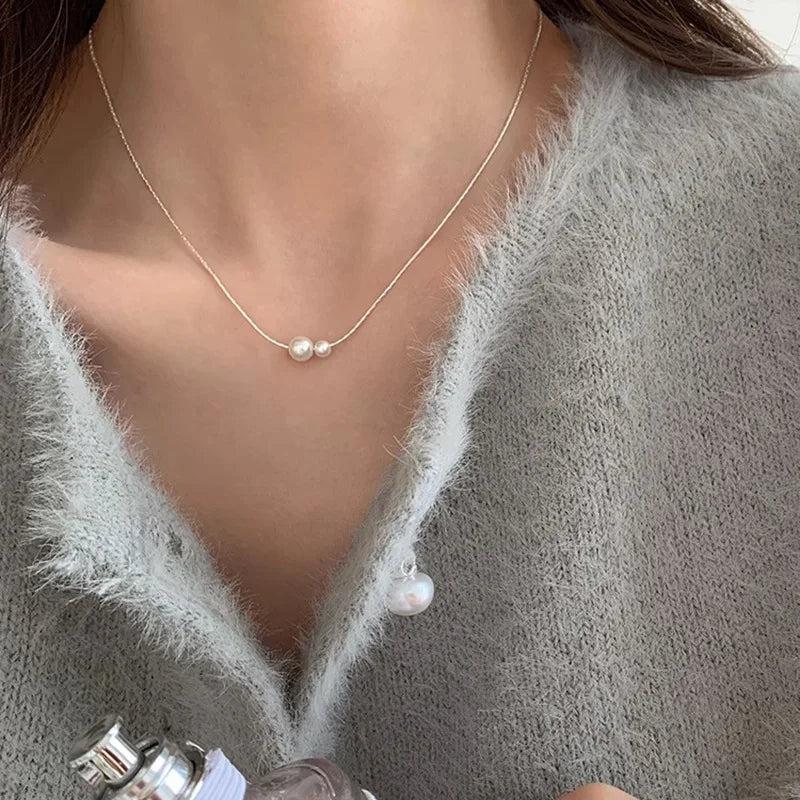 Moonstone Necklace Collarbone Chain Zircon Pendant for Women