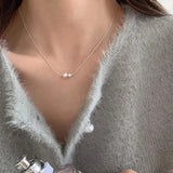 Moonstone Necklace Collarbone Chain Zircon Pendant for Women