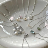 Moonstone Necklace Collarbone Chain Zircon Pendant for Women