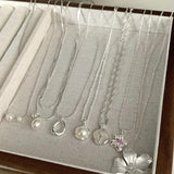 Moonstone Necklace Collarbone Chain Zircon Pendant for Women