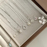 Moonstone Necklace Collarbone Chain Zircon Pendant for Women