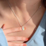 Moonstone Necklace Collarbone Chain Zircon Pendant for Women