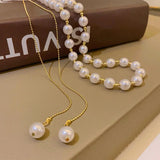 Korea Adjustable Pearl Necklace Femininity Neck Long Pull Clavicle Chain