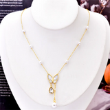 316L Stainless Steel Seashells Butterfly Zircon Tassel Pendant Necklace
