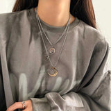 Punk Titanium Steel Zircon Pearl Cross Pendant Necklace Choker