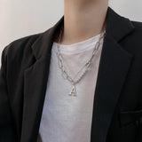 Punk Titanium Steel Zircon Pearl Cross Pendant Necklace Choker