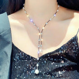 Rhinestone Tassel Pendant Necklace for Women Jewelry Gift