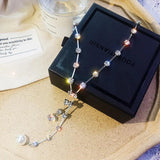 Rhinestone Tassel Pendant Necklace for Women Jewelry Gift