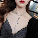 Rhinestone Tassel Pendant Necklace for Women Jewelry Gift