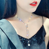 Rhinestone Tassel Pendant Necklace for Women Jewelry Gift