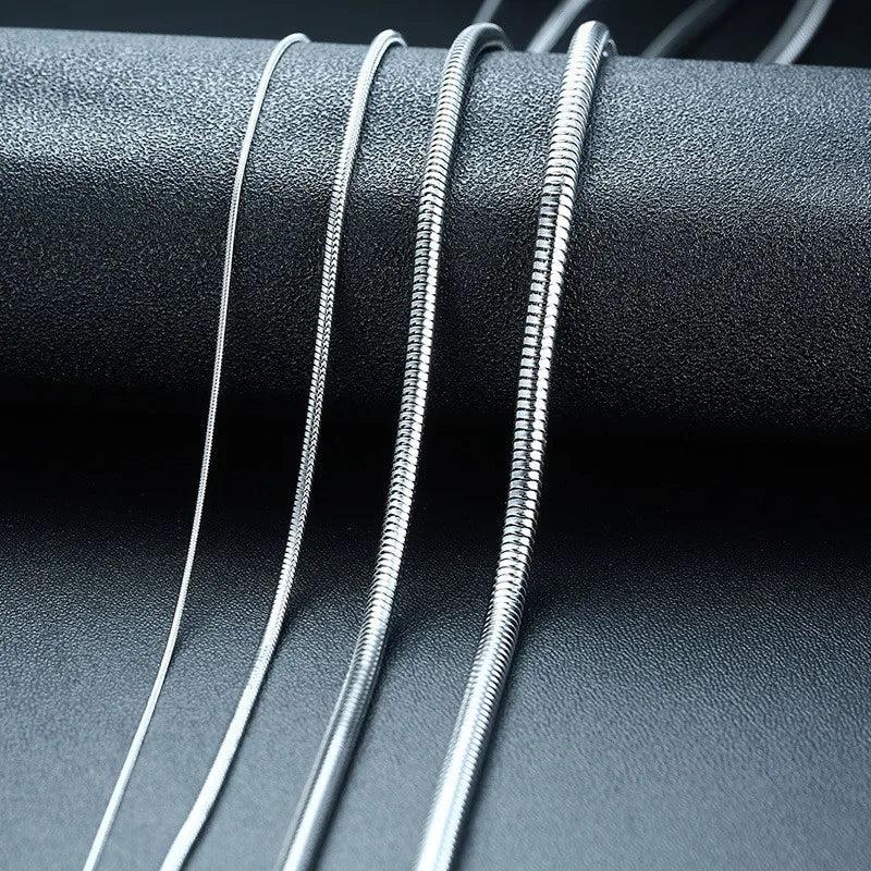 Punk Vintage Silver Stainless Steel Thin Round Choker Necklace