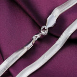 925 Silver 20 Inch 6mm Flat Snake Chain Necklace Wedding Party Charm Jewelry