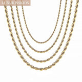 Stainless Steel Rope Twist Chain Choker Necklace Golden Jewelry