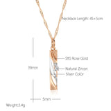 Kinel Zircon Pendant Necklace 585 Rose and Silver Plating Jewelry