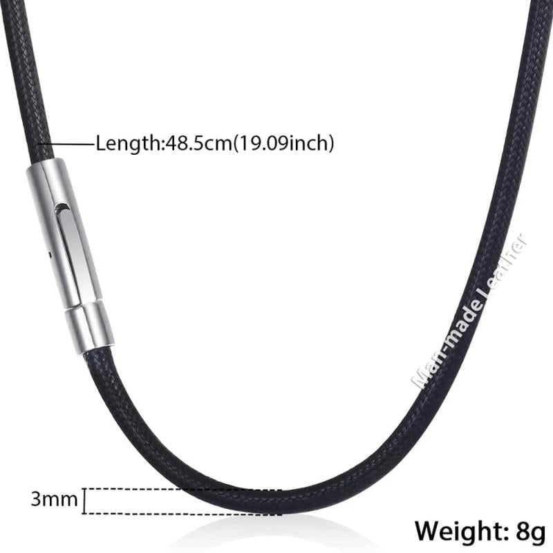 3mm Brown Leather Necklace for Men Stainless Steel Clasp LDN22